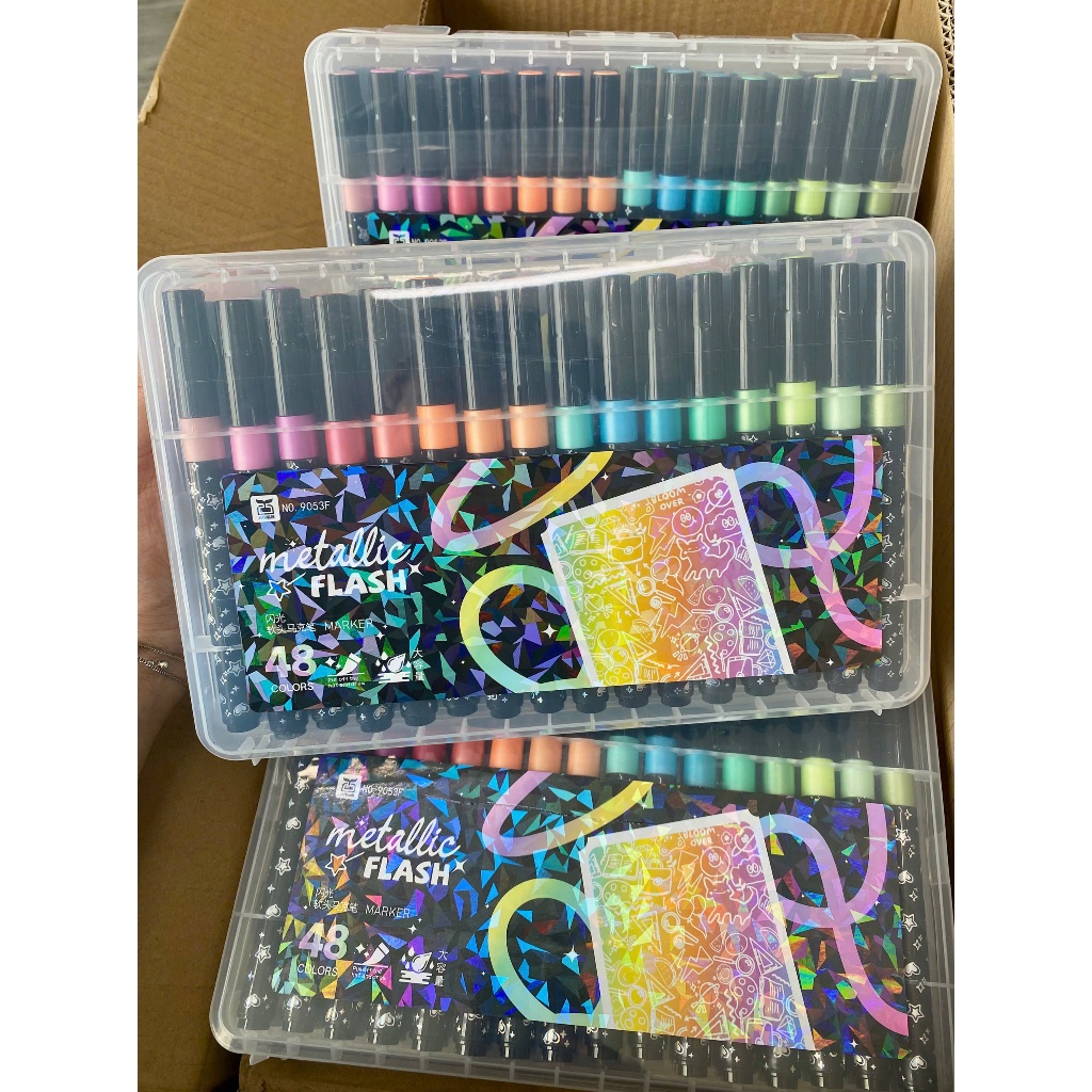 Hỏa Tốc Bút Marker Acrylic 9053F ngòi to kim tuyến dạ quang màu tô vẽ trang trí, màu vẽ sáng tạo vẽ