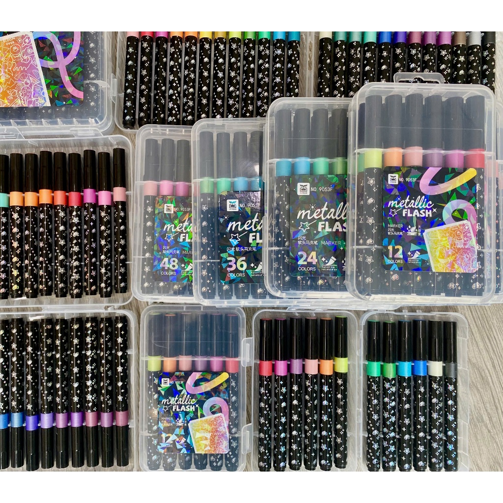 Hỏa Tốc Bút Marker Acrylic 9053F ngòi to kim tuyến dạ quang màu tô vẽ trang trí, màu vẽ sáng tạo vẽ