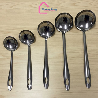 Vá múc canh, vá lẩu inox size 5,6,7,8,9  cán cách nhiệt nhỏ gọn phục vụ cho gia đình quán ăn - Phương Trang