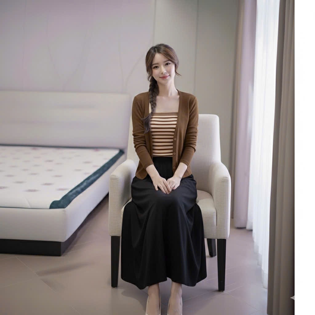 2026. [SÉT ÁO QUÂY KẺ- CV XOÈ] Sét 2 áo rời+ chân váy 2 lớp chất gió mềm. Đủ size SMLXL 40kg- 70kg
