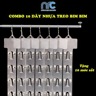 Combo 10 Dây nhựa treo bimbim, treo bịch bánh snack, treo bánh kẹo cho cửa hàng siêu thị - Tặng kèm 10 móc