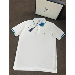 Polo golf hazzy 2 màu đen trắng phối chi tiết viền cổ bắt mắt