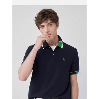 Polo golf hazzy 2 màu đen trắng phối chi tiết viền cổ bắt mắt