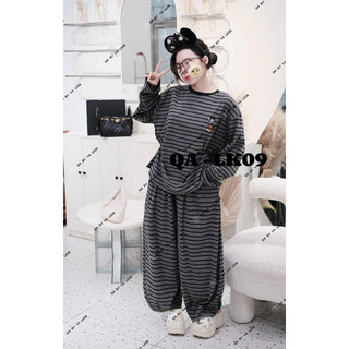 Set mickki kẻ quần bo chun