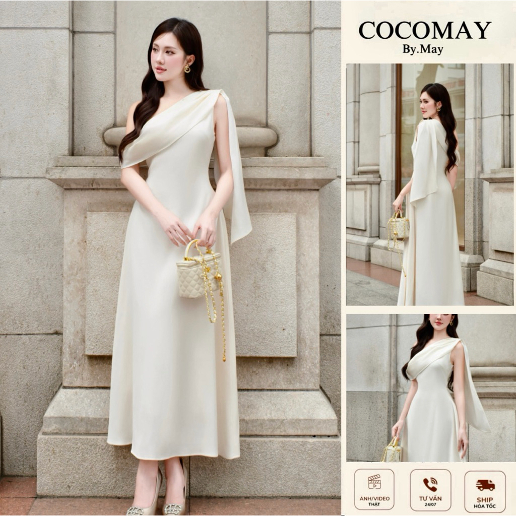 COCOMAY - Muse Off-Shoulder Đầm lệch vai midi Nử dress | Shopee Việt Nam