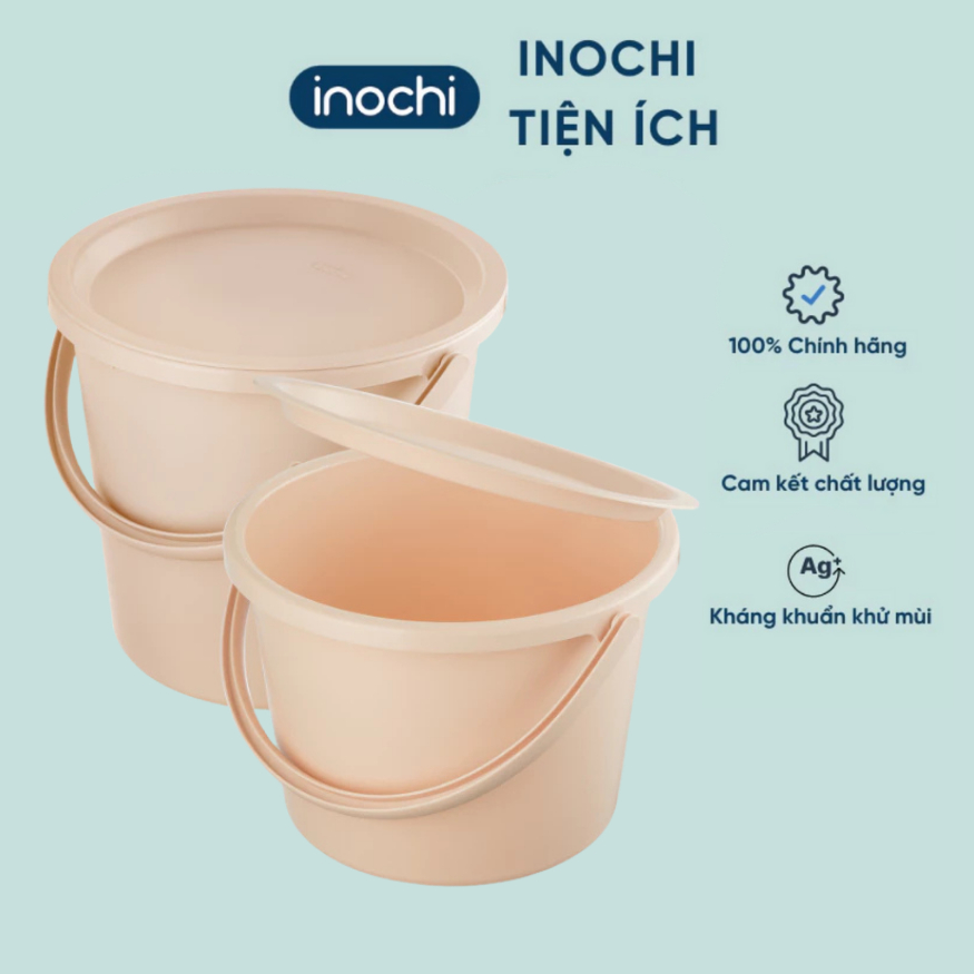 CHÍNH HÃNG INOCHI - Xô nhựa cao cấp có nắp đậy Notoro size 11L - 14L - nhiều màu pastel xinh xắn