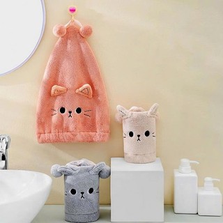 Khăn Gội Đầu Tai Mèo | Microfiber Siêu Thấm | Nhanh Khô | Mũ Trùm Tóc Cute | Spa Skincare Du Lịch