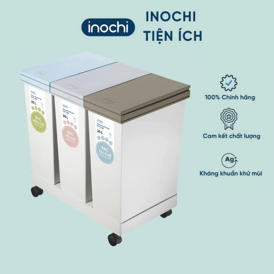Thùng rác INOCHI phân loại 1 NGĂN - 2 NGĂN - 3 NGĂN nhựa nguyên sinh kháng khuẩn không mùi