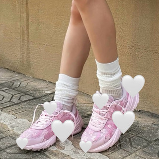 Giày thể thao tenis pickleball V2 thời trang bigsize nữ cổ thấp màu hồng hoa nhí êm nhẹ, running shoes cao cấp hottrend
