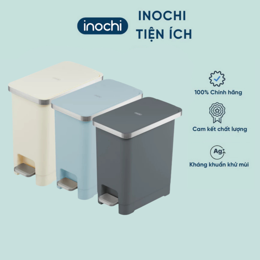 Thùng rác đạp chữ nhật Hiro Hana nhiều dung tích 10L/15L/20L không kèm lõi - CHÍNH HÃNG INOCHI