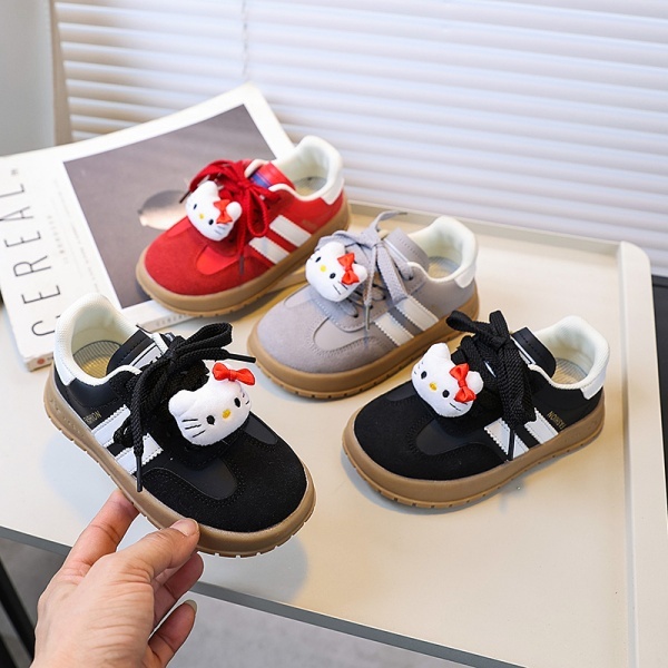 Giày thể thao bé gái hình Hello Kitty dễ thương ngọt ngào, đế mềm chống trượt（size26-36）