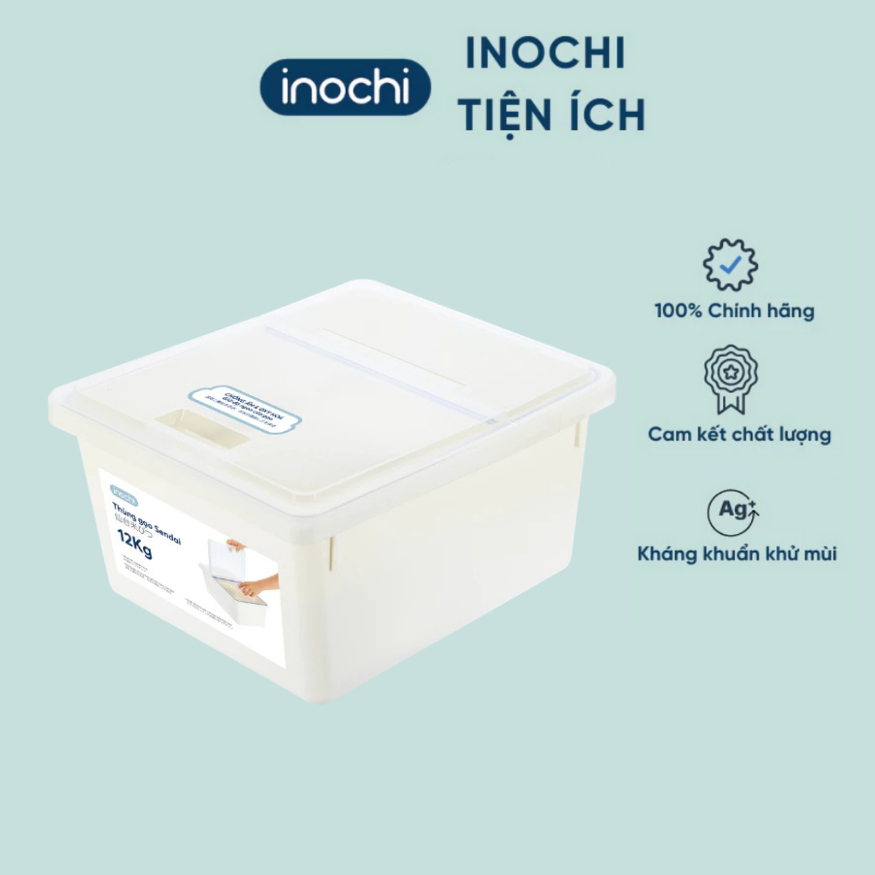 Thùng gạo Sendai Inochi 12kg kèm nắp và cốc đong chống ẩm mốc, tiện lợi (tiêu chuẩn Nhật Bản)