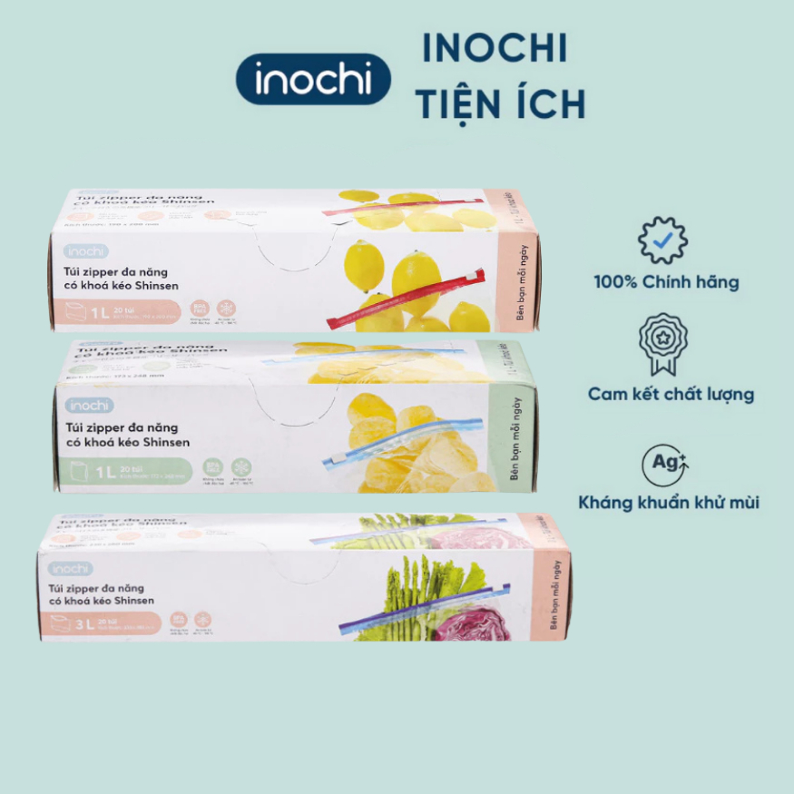 Túi zipper đa năng Inochi (túi zip khóa, túi zip bấm) tiện lợi, an toàn tiêu chuẩn Nhật