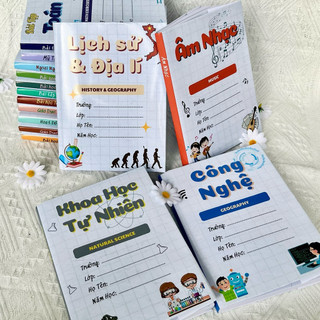 (COMBO 3TỜ-GIẤY BÓNG in ảnh) Giấy bao tập, giấy bao vở, bao sách chủ đề Môn học các cấp | by Winwin