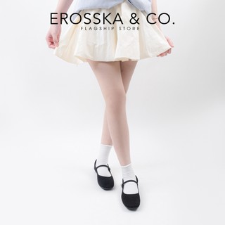 Erosska- Giày búp bê nữ quai ngang phối khóa basic cao 1cm màu xám kem - EL094