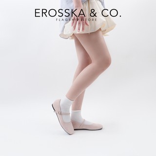 Erosska- Giày búp bê nữ quai ngang phối khóa basic cao 1cm màu xám kem - EL094
