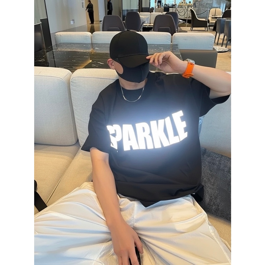 Áo thun Stee Cổ tròn chữ Phản quang SPARKLE Localbrand ICVCVNI Unisex
