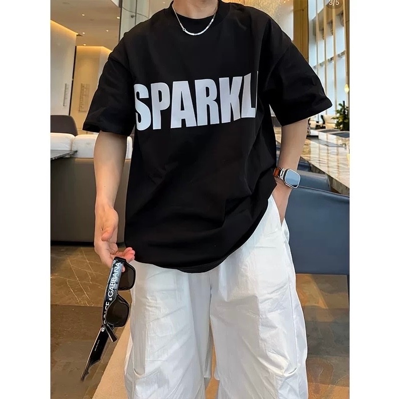 Áo thun Stee Cổ tròn chữ Phản quang SPARKLE Localbrand ICVCVNI Unisex