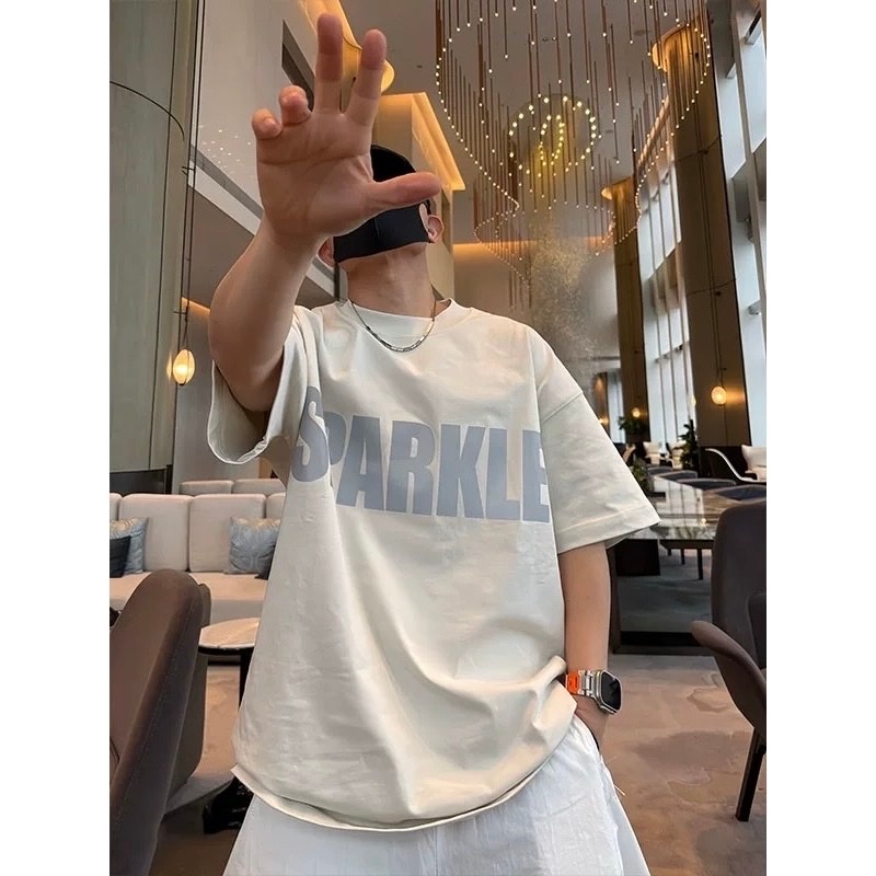 Áo thun Stee Cổ tròn chữ Phản quang SPARKLE Localbrand ICVCVNI Unisex