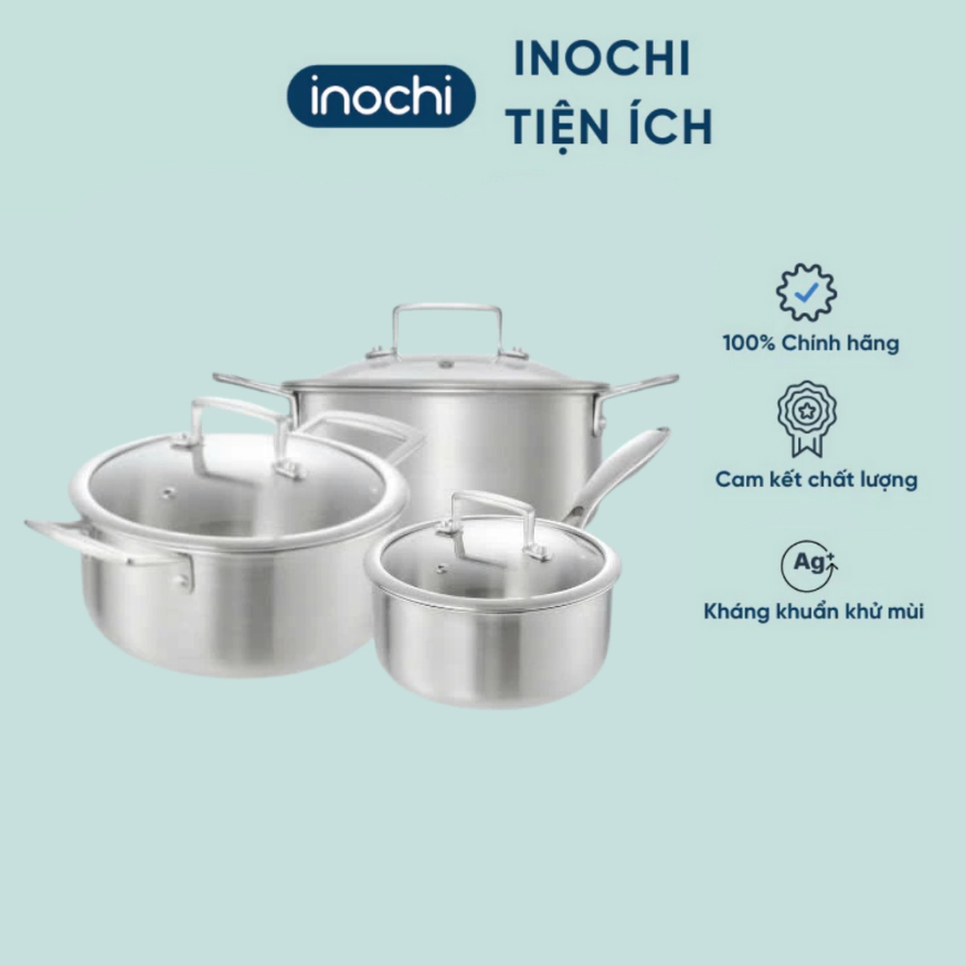 Nồi inox nguyên khối Omi Gourmet INOCHI siêu dày dặn, dùng được cho bếp từ và mọi loại bếp size 20cm và 24cm