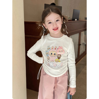 [B&G] Sét bộ Áo thun dài tay in hình ngộ nghĩnh phối quần ống suông hồng pastel cho bé gái 10-45kg