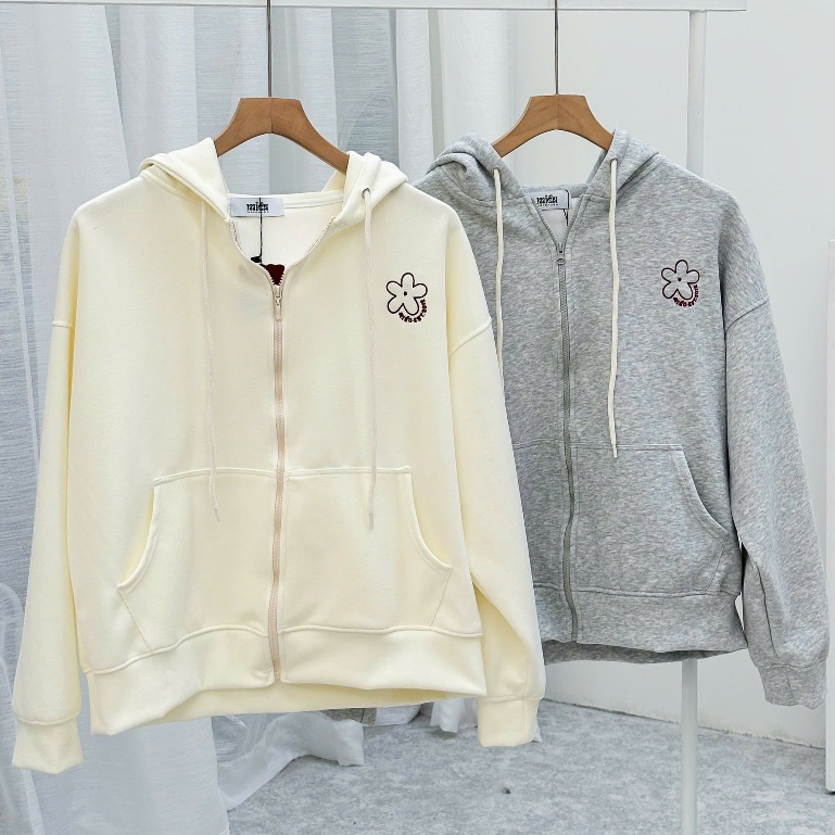 Áo khoác nỉ dây kéo nữ Ribi Miều Est.2013 có nón chất liệu dầy dặn mềm mại