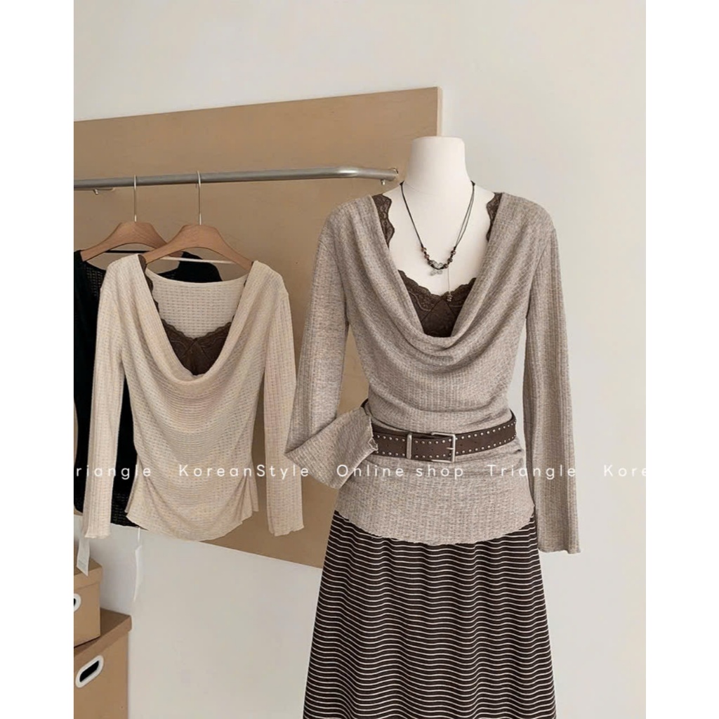 TRIANGLE - Juicy blouse (Cân nhắc kỹ, return is not welcomed) - Áo kiểu 2 mảnh dài tay chất vải đẹp, thanh lịch