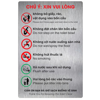 Bảng nội quy nhà vệ sinh chung  chất liệu alu nhôm ( tặng kèm keo 2 mặt)