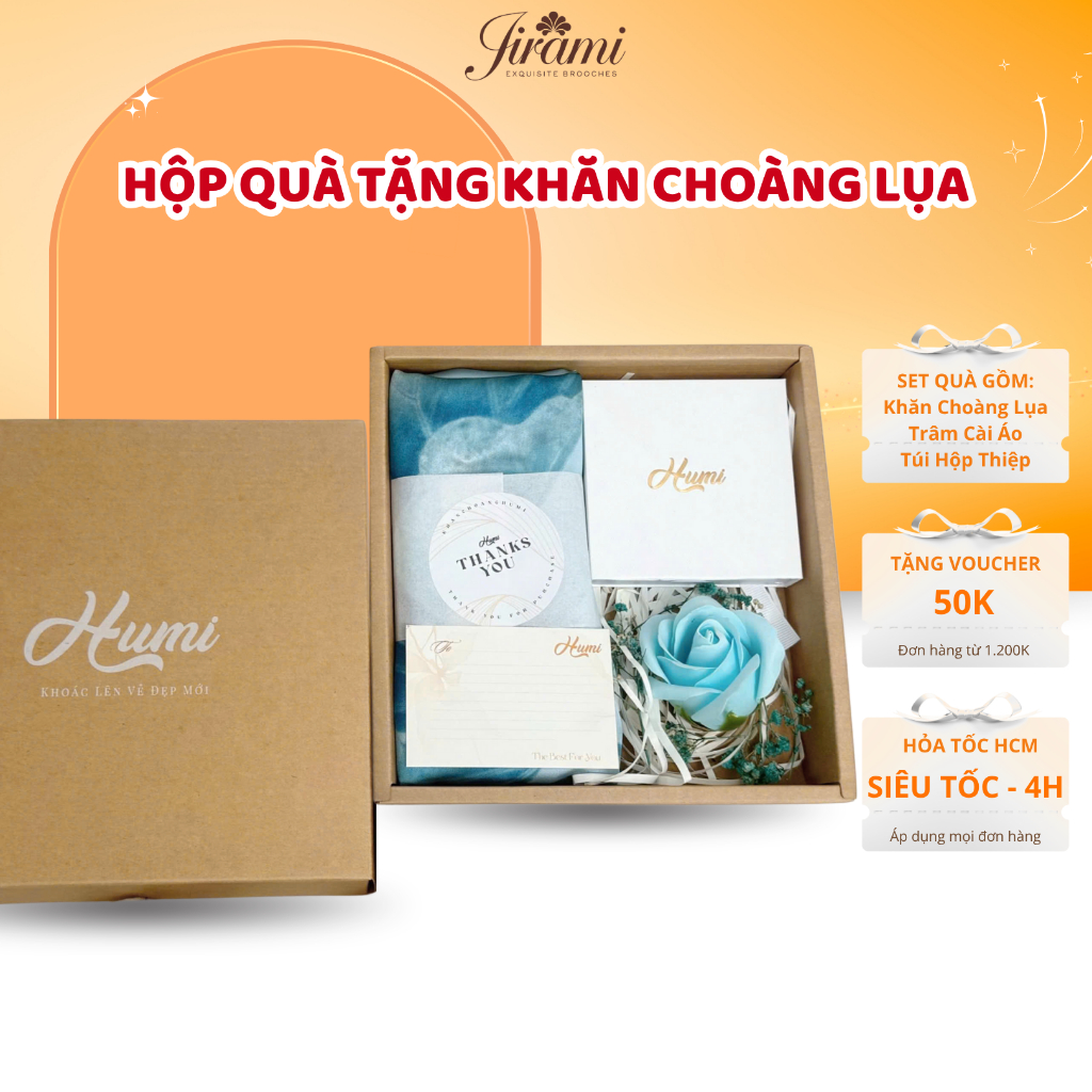 Quà Tặng Khăn Choàng Lụa 90x180cm Và Trâm Cài JIRAMI Cao Cấp Lịch Sự Quà Tặng Ngày Lễ Cho Mẹ, Cô, Bà