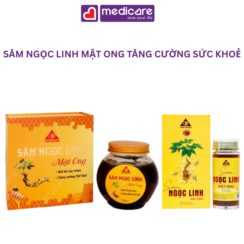 Sâm Ngọc Linh Mật Ong TRUONG SINH GROUP tăng cường sức đề kháng hộp 70ml và 380ml