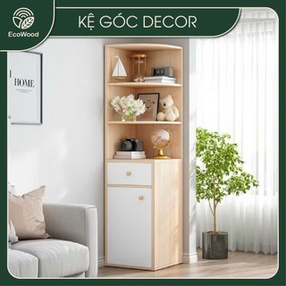 Kệ Gỗ Góc Tường Bo Tròn EcoWood ,Tủ Decor Bắc Âu Nhiều Tầng Phong Cách Hiện Đại Gỗ MDF Cao Cấp Bền Đẹp