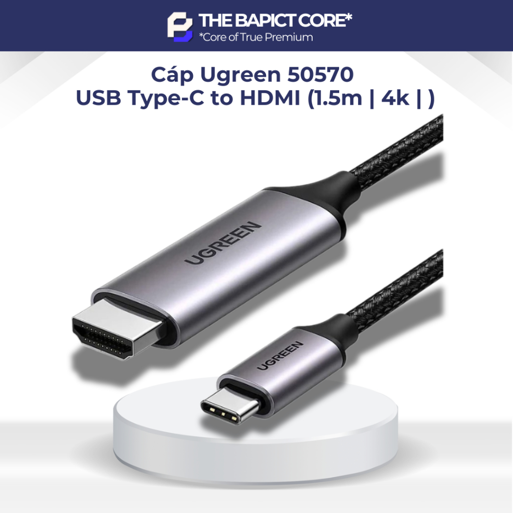 [HOẢ TỐC HCM] Cáp USB Type-C to HDMI hỗ trợ 4K dài 1.5m Ugreen 50570