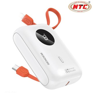 (Có 3C) Cục Tích Điện Sendem PH99 10000mAh Cell Li-ion 21700 TypeC & USB-A QC 3.0 22.5W, Màn hình LCD, Kèm 2 Cáp sạc
