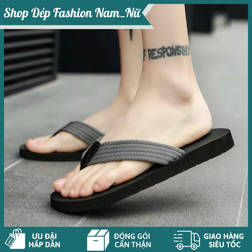 Dép Xỏ Ngón Quai Vải Bố Đỏ Đen – Dép Thời Trang Nam Nữ, Êm Chân, Chống Trơn, Phong Cách Trẻ Trung