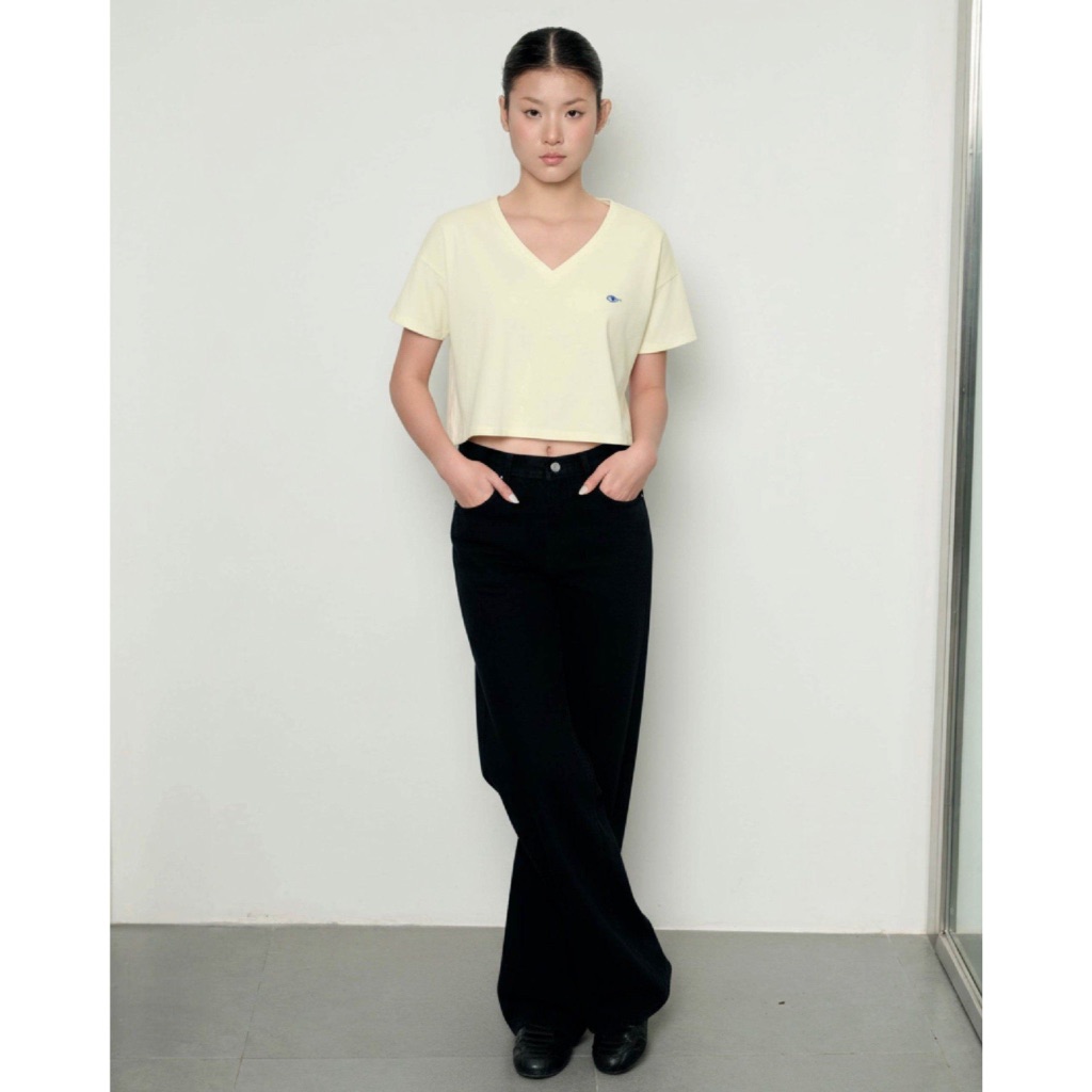 TheBlueTshirt - Áo thun croptop cổ chữ V vải dày dặn 250gsm tay ngắn cho nữ - V Neck T