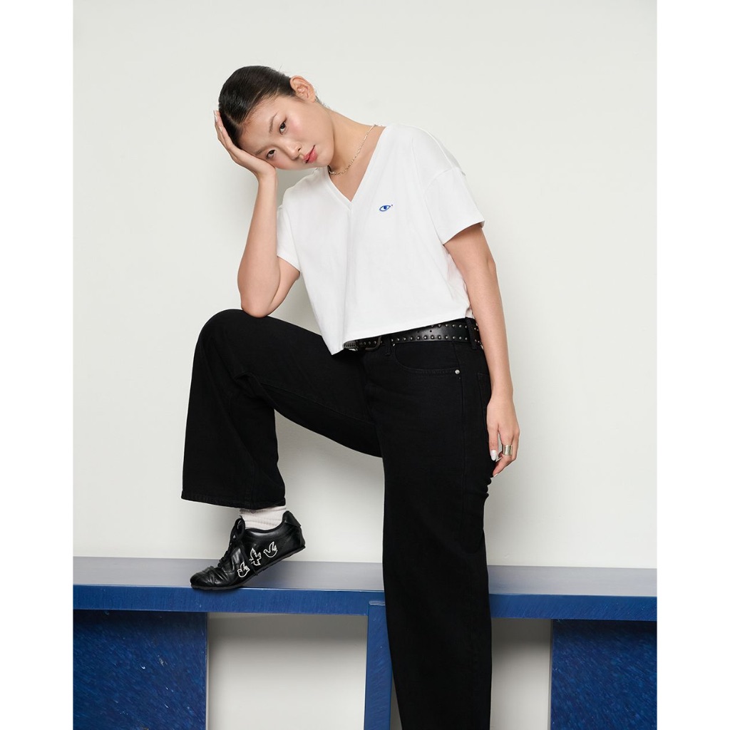 TheBlueTshirt - Áo thun croptop cổ chữ V vải dày dặn 250gsm tay ngắn cho nữ - V Neck T