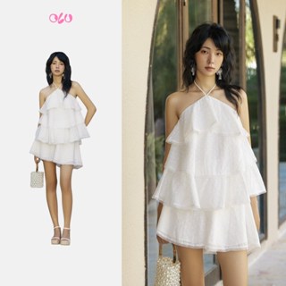Set OLV áo yếm và chân váy xòe xếp tầng Arlette phù hợp đi chơi đi biển