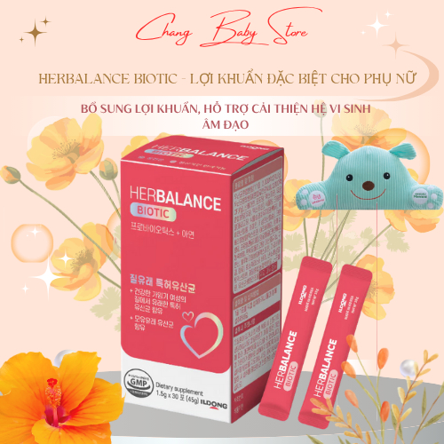 HerBalance Biotic - Lợi Khuẩn Đặc Biệt Cho Phụ Nữ hộp 30 gói + quà