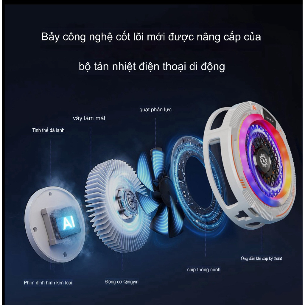 [MỚI] Quạt tản nhiệt sò lạnh TH18 AI(15W)- TH shops- hỗ trợ làm mát điện thoại/máy tính bảng