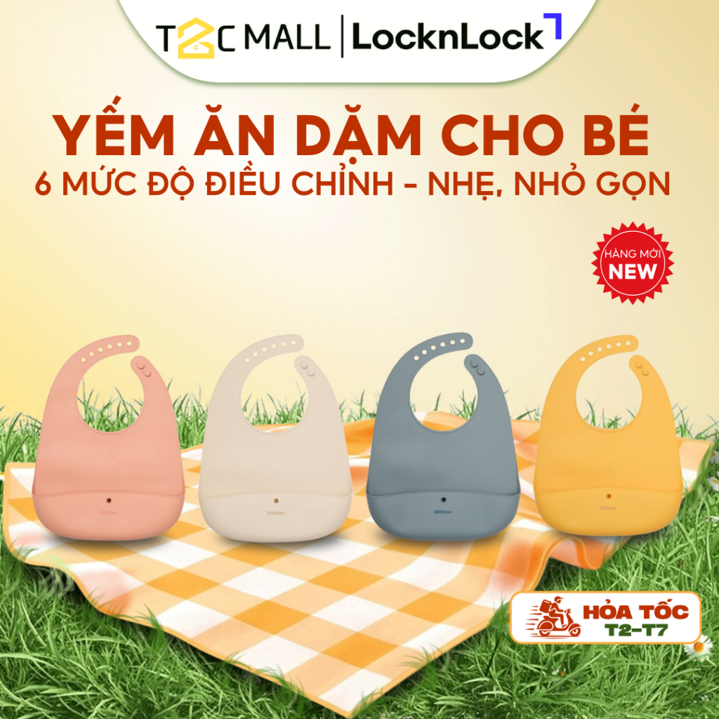 Yếm Ăn Dặm Cho Bé LocknLock 6 Mức Điều Chỉnh, Nhẹ, Nhỏ Gọn, Nhiều Màu Chính Hãng LBB430 - T2CMALL