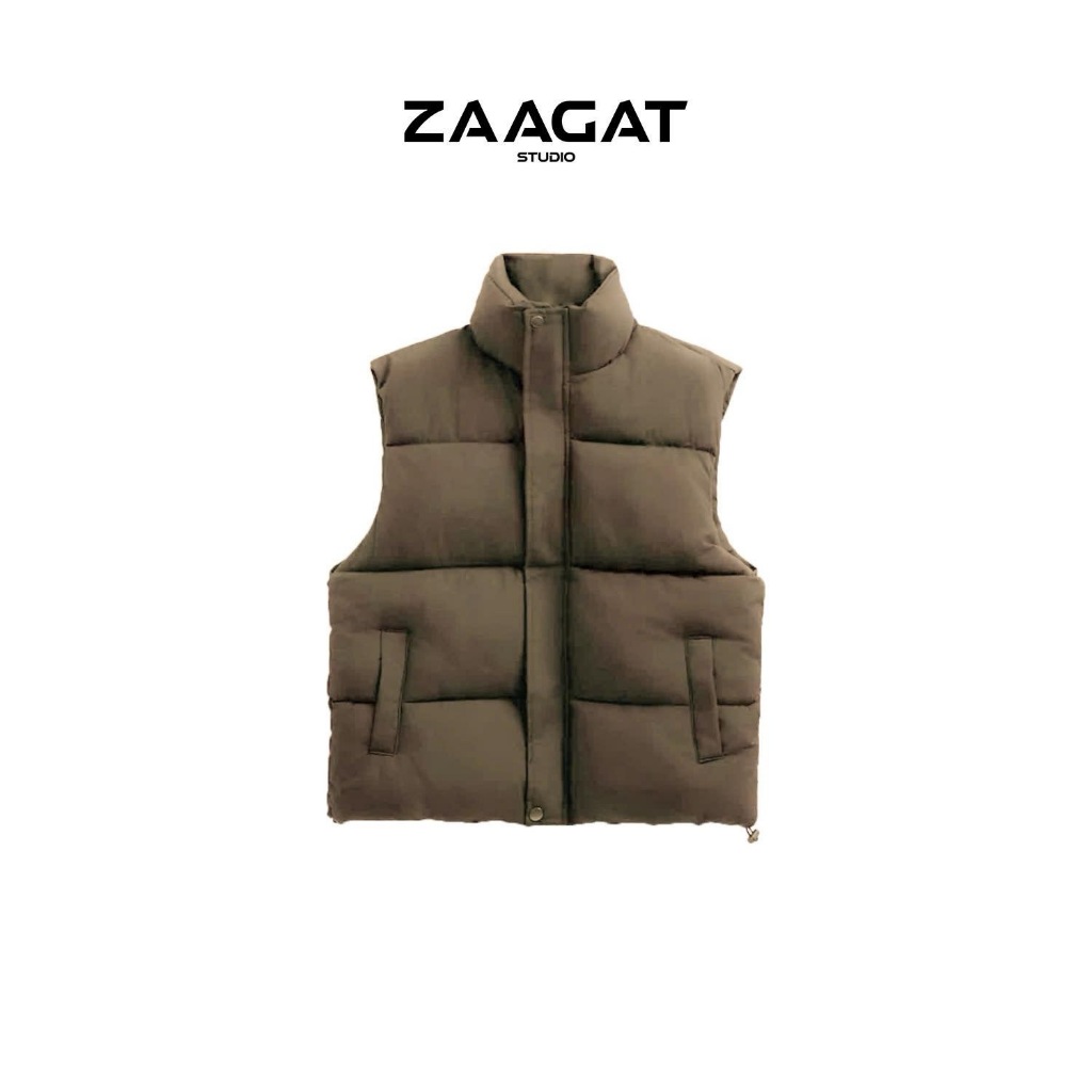 (Xả Kho) Áo Phao Gile Zaagat Studio Unisex - Áo Khoác Phao 2 Túi Sườn Chéo Nam Nữ Thu Đông Siêu Ấm
