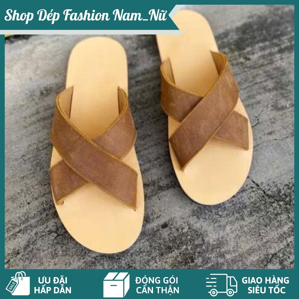 Dép Nam Quai Chéo Da Mềm Cao Cấp – Đế Êm Chống Trơn, Phong Cách Lịch Lãm Đi Chơi Đi Làm