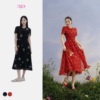 Đầm OLV tay phồng dáng dài thêu hoa ngọt ngào nữ tính Laylin phù hợp đi chơi đi làm
