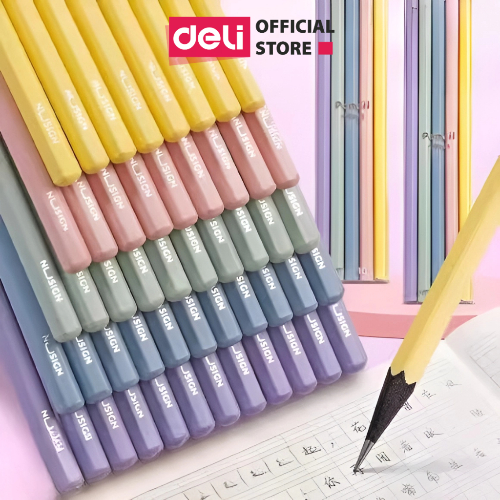 Bút Chì Gỗ 2B Pastel Deli Nusign – Lõi Đen Đậm, Tô Trắc Nghiệm, Vẽ Tranh, Làm Bài Thi