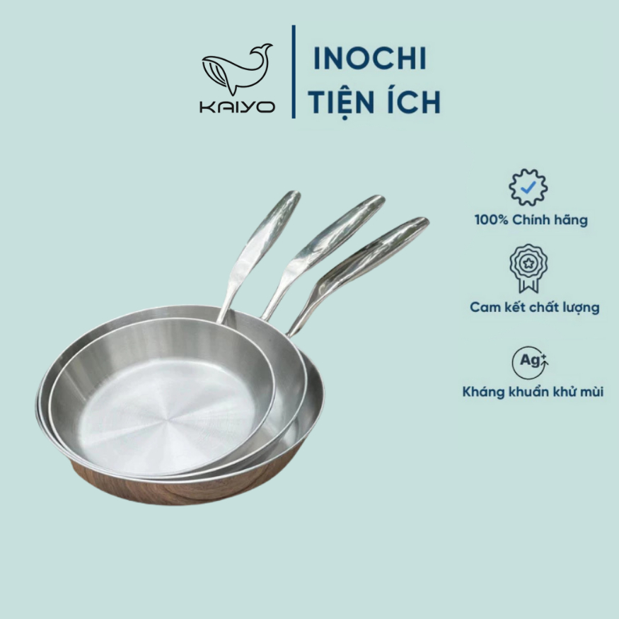 [KAIYO] Chảo đúc inox 316 đáy từ, 5 lớp liền khối 5-Ply Kaiyo size 20cm, 24cm và 26cm dùng được cho mọi loại bếp