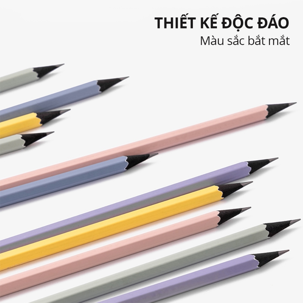 Bút Chì Gỗ 2B Pastel Deli Nusign – Lõi Đen Đậm, Tô Trắc Nghiệm, Vẽ Tranh, Làm Bài Thi