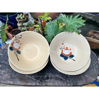 Tô Gốm Vẽ Hoa Xưa Điểm Trắng - Tô Tượng Size Đại 21cm - Gốm Lái Thiêu - Gốm Xưa Cho Người Hoài Niệm
