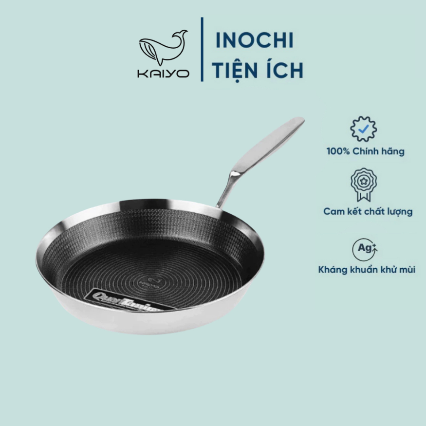 (CHÍNH HÃNG KAIYO) Chảo inox chống dính hoa văn nổi Tri-Ply đáy liền - Size 20cm, 24cm và 26cm