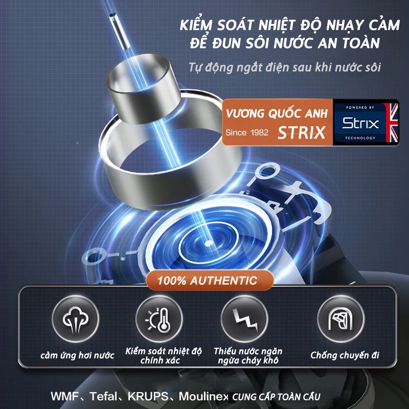 【Bảo hành 3 năm】 - Ấm đun nước điện 2 lít - Công suất 1850W - Theo dõi mực nước trực quan