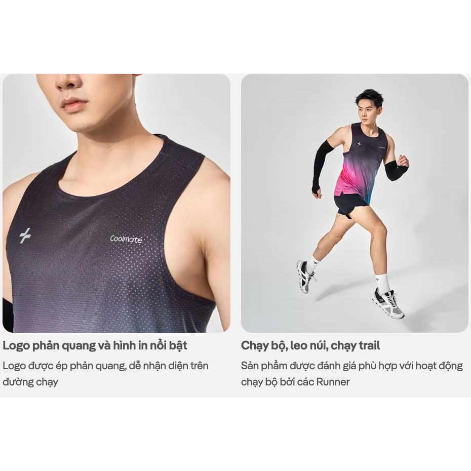 [MUA 2 GIẢM 5%]Áo Singlet chạy bộ áo thể thao running thoáng khí thấm hút Coolmate[OUTLET - không đổi trả]